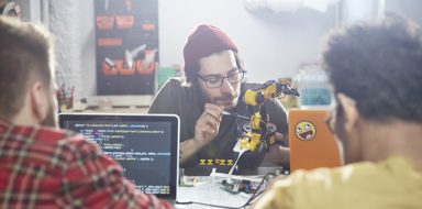 Engineer working on a robotic arm